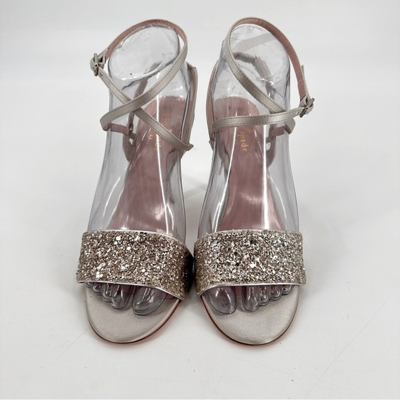 Kate Spade Ismar Silver Glitter Sandals Heels Size 7 - Picture 3 of 8